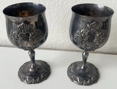 Reed & Barton Silverplate King Francis 1659 Wine Goblets Set Of 2 6-1/2" - Image 1 of 4