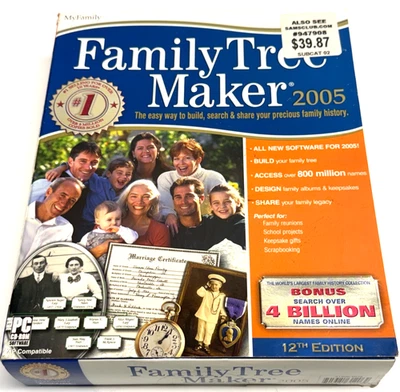 VINTAGE Family Tree Maker 2005 12TH Ed PC CD  And Companion Guide V7 - Image 1 of 4