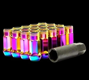 Muteki SR Series Neon Chrome 12mm x 1.25mm SR48. ✦Open End Lug Nut Set of 20✦ - Picture 1 of 3