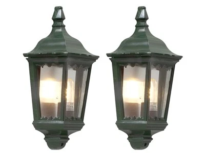 2 Stk. Aluminium Wandleuchte grün E27 IP44 Wandlampe außen Wegeleuchten Terrasse - Bild 1 von 3