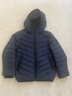 $395 Moose Knuckles Boy's Blue Plymouth Hoodie Puffer Coat Jacket Size S - Image 1 of 3