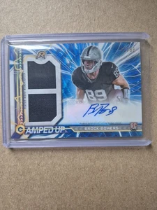 2024 Brock Bowers RC Topps Resurgence Amped Up Blue Refractor Duel Patch /99 - Picture 1 of 3