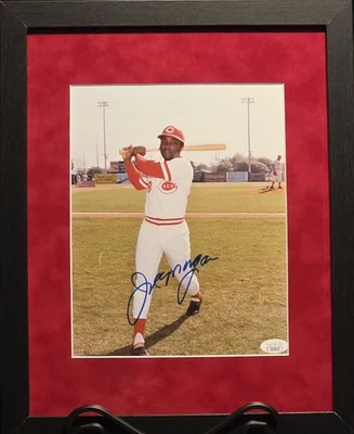 Joe Morgan HOF Cincinnati  Reds Legend Signed Framed 8x10 Photo JSA COA - Image 1 of 2