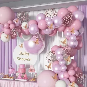 Metallic pink butterfly theme balloon chain set children's birthday party weddin - Picture 1 of 6