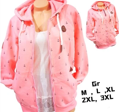 Damen Sweat Jacke Kapuze Hoodie Fleece gefüttert Übergangsjacke Anker  M - 3XL - Bild 1 von 4