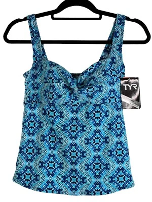 NUEVO CON ETIQUETAS TYR Mujer Azul Twist Sujetador Tankini Tankini Tank Traje de Baño Top Entrenamiento Gimnasio Talla 8 Foto 1 de 4