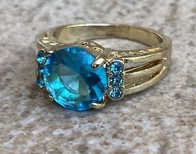 Joyería Mujer Corte Redondo Relleno Oro Anillo Talla 8 Foto 1 de 3