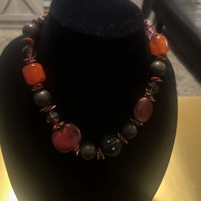 Chico's Choker Necklace. Lucite And Glass Stones. Colorful - Imagem 1 de 4