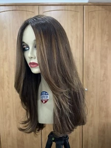 New Virgin Layered Long Blonde Brunette Full Wig Sheitel Kosher Custom Wavy - Picture 1 of 22
