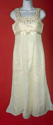 De Laru  Womens Vtg Satin Chiffon Sequin Formal/ Wedding/Rehearsal Dress 4P USA Foto 1 de 4