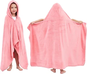 Kids Hooded Fleece Towel: Soft Plush Pool Beach Towel Wrap - 50"X30" Toddler Bat - Picture 1 of 12