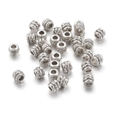 Spacer Beads Tibetan Silver Lantern Barrel Shape Rope Pattern 5mm x 4mm 50pcs - Image 1 of 2