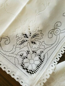 Vintage Spitze weiß Stoffservietten 4er Set Quäker-Stil Polyester Wäschen 15x 15" - Bild 1 von 6