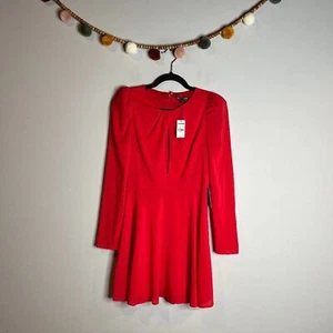 Nuevo con etiquetas Vestido Express Rojo Brillante Ojo de Cerradura Manga Larga - Imagen 1 de 6