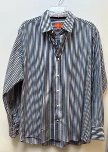 Tallia men’s long sleeve blue/green/brown button down dress shirt L. #17-0434 - Picture 1 of 4