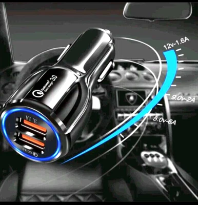 Car Charger For iPhone For Samsung Universal Rapid Charge Dual Port - Image 1 of 4