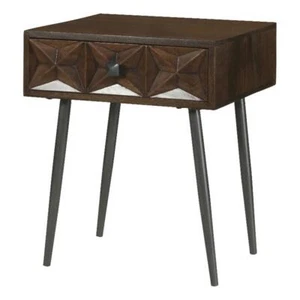 Coaster Ezra 1-Drawer Mid-Century Wood Accent Table in Coffee Brown/Gunmetal - Picture 1 of 2