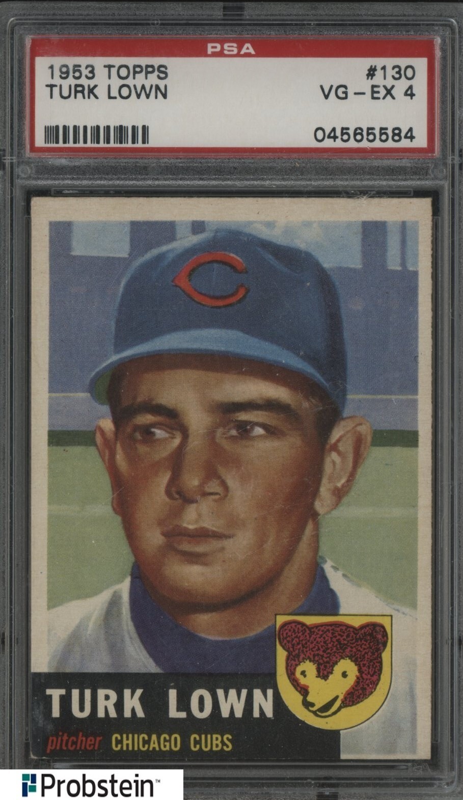 1953 Topps #130 Turk Lown Chicago Cubs PSA 4 VG-EX