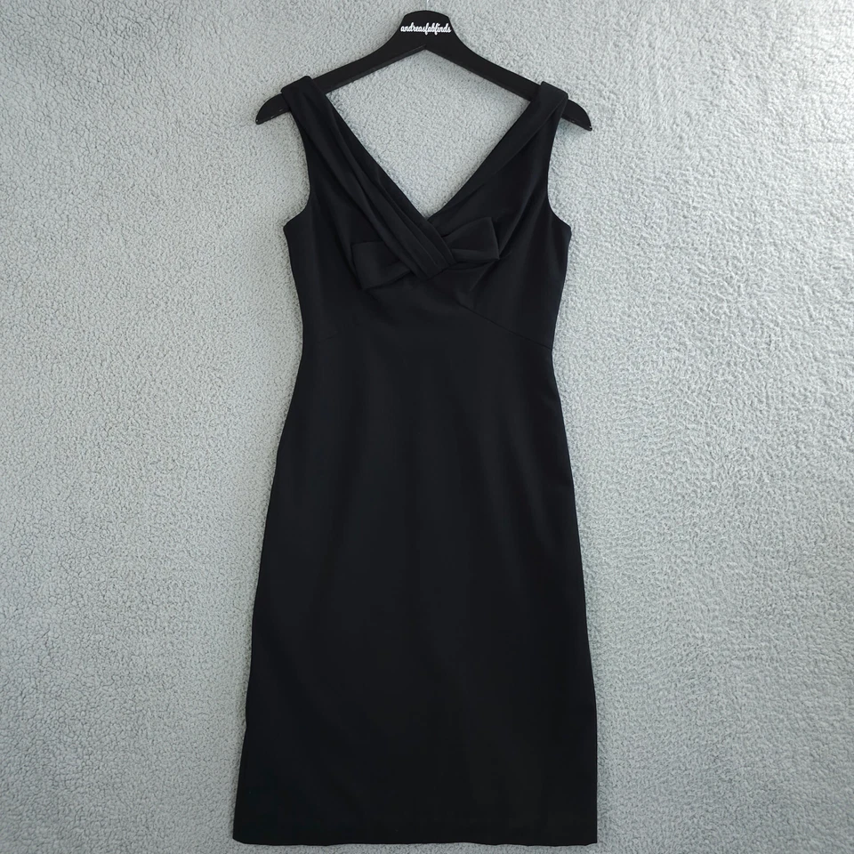 White House Black Market 连衣裙女式 00 黑色扭结蝴蝶结无袖 LBD — 第 1/4 张图片