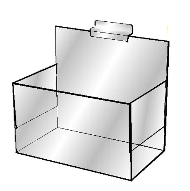 7'' x 4'' x 7'' Single Clear Acrylic Lucite Hosiery Bin Holder Slatwall Display - Image 1 of 4