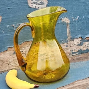 Vintage Blenko Art Glass Gold Amber 2-qt Hand-Blown Pitcher with Rough Pontil - Picture 1 of 17