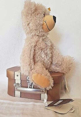 steiff 012938 - Teddybär Charly im Koffer Webpelz beige 28cm KFS wNEU sehrputzig - Bild 1 von 4