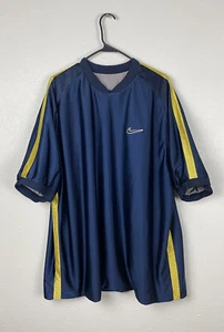 Vintage Nike Herren XL XXL Reversable Mesh Trikot Shirt Navy Gelb Streifen - Bild 1 von 9
