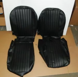 New Front Seat Covers Seat Upholstery for MGB 1973-1980 Black Vinyl + Trim Rings - Picture 1 of 3