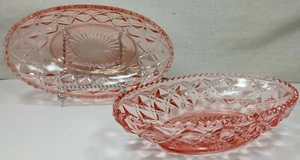 Imperial Glass Pink Little Jewel Diamond Block Depression Dish Set of 2 Vintage - Picture 1 of 11