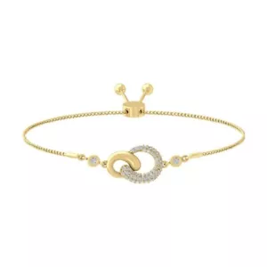 10k Yellow Gold Lab Grown Diamond Fashion Bracelet 7" Holiday Gift - Picture 1 of 5