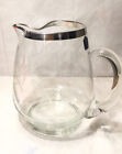 Vintage Rockwell Water Pitcher Glass Sterling Silver Rim Wheat Design 8? Tall