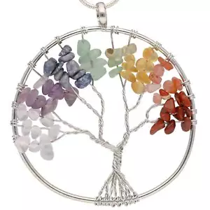 Chakra Baum des Lebens Edelstein Anhänger Kette Schmuckanhänger Lebensbaum - Bild 1 von 3