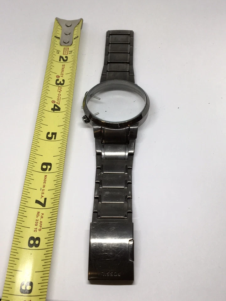 Auténtica correa de reloj fósil pulsera eslabones estuche uso para piezas usado 26 mm V799 Foto 1 de 4