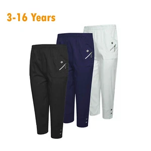 Kids Golf Trousers Outdoor Sports Girls Fashion Zip Button Full Pants Age 3-16 - Picture 1 of 10