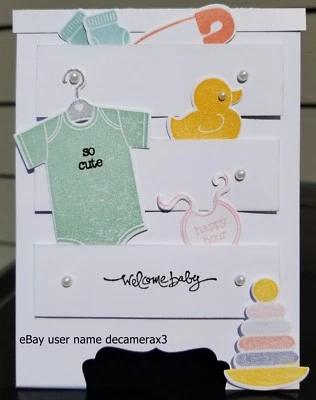 WELCOME BABY HANDMADE CARD KIT, STAMPIN' UP SOMETHING FOR BABY, DRESSER, CHEST  - Image 1 of 4