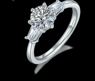 Women's 1-3Ct+ Moissanite wedding/engagement ring 18k over .925 Silver GIA✓ - Image 1 of 4