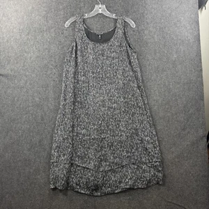 Eileen Fisher Elemental Crinkle Dress Women's Small Black White 100% Silk - Picture 1 of 7