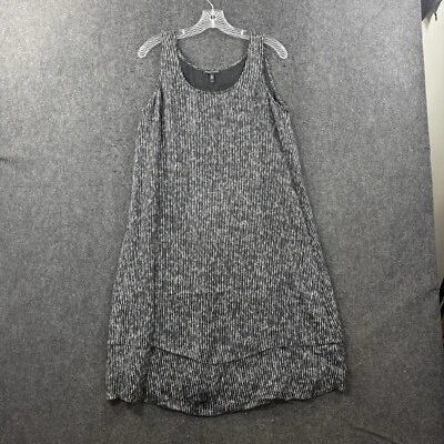 Vestido para mujer Eileen Fisher Elemental arrugado pequeño negro blanco 100 % seda Foto 1 de 4