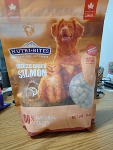 NUTRI-BITES FREEZE DRIED SALMON NATURAL DOG CAT TREATS 14 Oz Sealed  Bag New - Picture 1 of 11