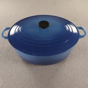 Forno Olandese Vintage Le Creuset Smaltato Ghisa Arancione Ovale Cottura #35 Francia - Foto 1 di 16
