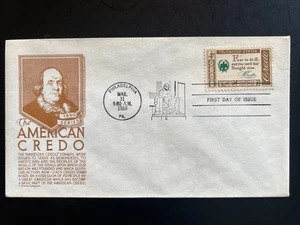 1140 American Credo Series Benjamin Franklin FDC Stephen Anderson (Brown) 1960 - Picture 1 of 2