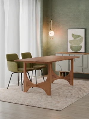 Solid Mango Wood Industrial Dining Table Walnut Finish 6 Sizes - Image 1 of 4