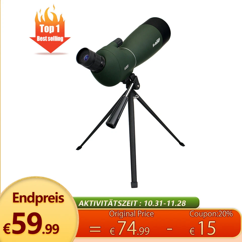 Svbony SV28 Spektiv  IP65 wasserdicht BAK-4 für Vogelbeobachtung, Sportschützen - Bild 1 von 4