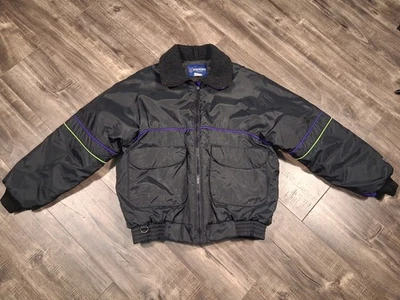 Jaqueta de esqui snowmobile vintage Midwest da Fox Point feita nos EUA preta! tamanho MD - Imagem 1 de 4