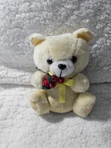 Vintage Markenloser Bär Plüsch gelbe Schleife Stofftier Massenlizenz Niedlichkeit 7 Zoll - Bild 1 von 12