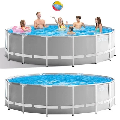 INTEX Frame Pool Ø 4,57 x 1,22 Schwimmbecken Stahlrohrbecken Grau - Bild 1 von 3