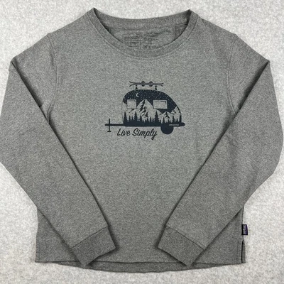 Patagonia Trailer Graphic Uprisal Crew Sweatshirt Pullover Medium Womens Grey - Image 1 of 4