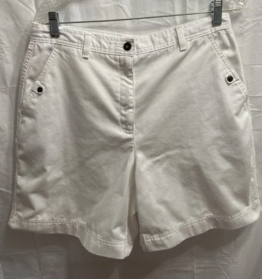 Pantalones Cortos Liz Claiborne Para Mujer Talla 14 Blanco Algodón Frente Plano Bolsillos de tiro alto Foto 1 de 4