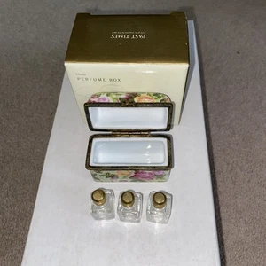 Vintage Past Times Porcelain Perfume Box with 3 miniature perfume bottles BNIB - Picture 1 of 7