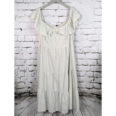 TORRID Tiered Midaxi Smocked Seersucker Off-Shoulder Boho Cottage Dress Size 5X - Image 1 of 4